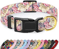 TMOODEL Reflective Dog Collar for Small Dogs, Cute Flower Theme Adjustable Heavy-Duty Nylon Puppy Collar for Boy and Girl Female, Soft Pet Accessories with Quick Release Buckle, Colorful Floral