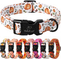 Babole Pet Fall Dog Collar, Cute Orange Pumpkin Pattern Puppy Collar, Soft Comfort Adjustable Holiday Thanksgiving Dog Collars for Small Medium Large Boy&Girl Dogs L