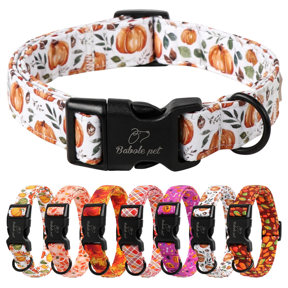 Babole Pet Nylon Dog Collar - Adjustable Rose Red Soft Webbing Dog Collars for Small Medium Large Dogs Boy Girl Puppy Collar with Safety Metal Buckle M
