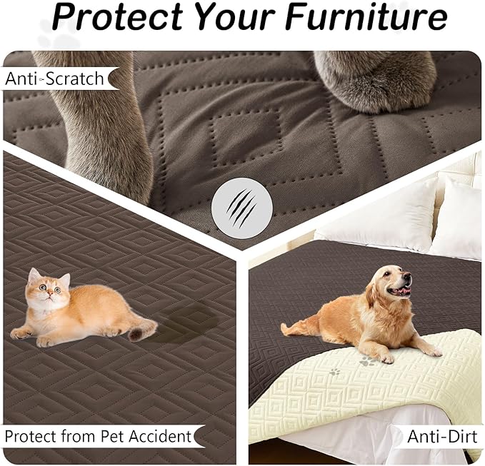 hyha Waterproof Dog Blanket, Soft Dog Bed Cover Pet Blankets, Waterproof Sofa Couch Cover for Dogs Washable, Reversible Pet Couch Covers for Sofa Furniture (30x53 Inch, Chocolate/Beige)