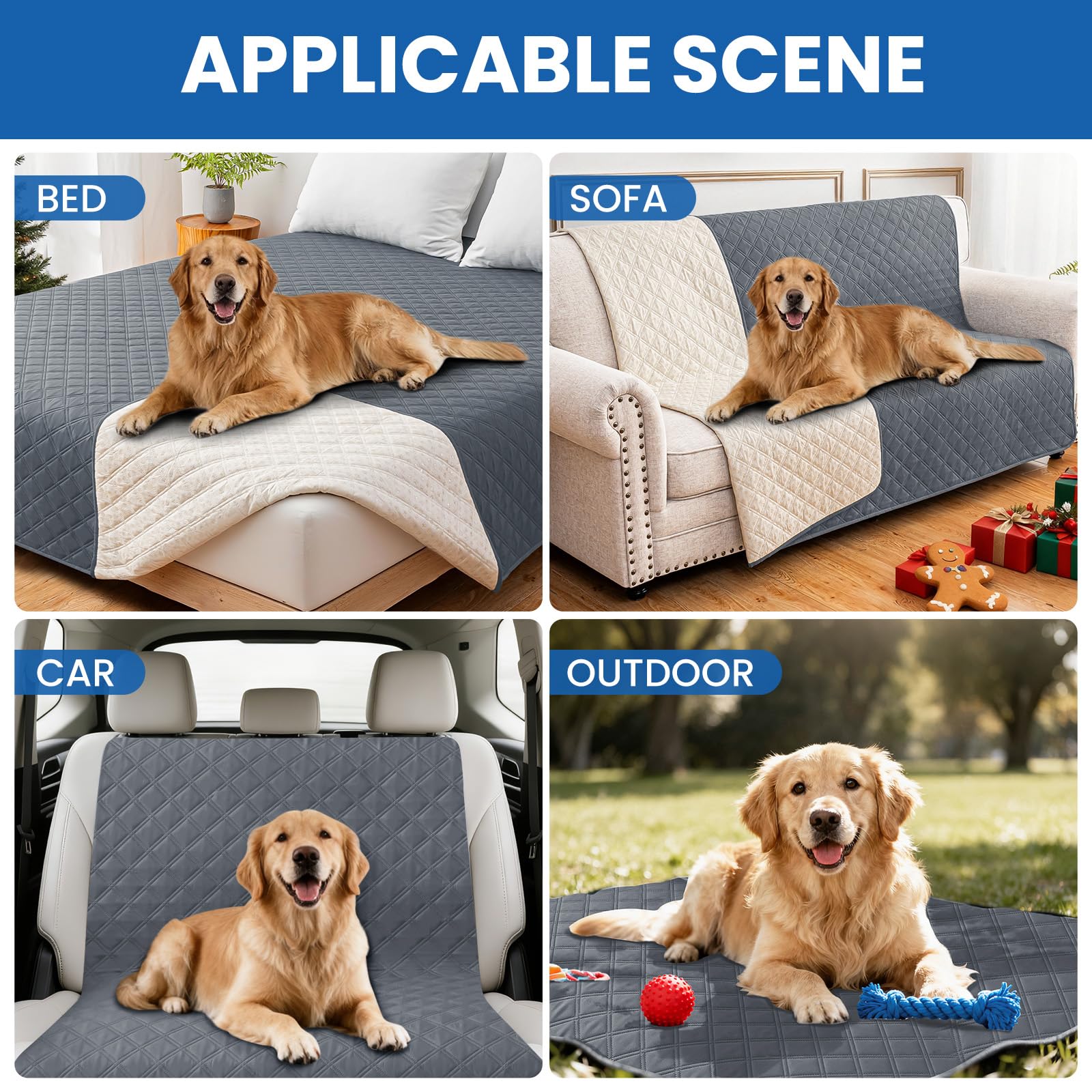 CYCMACO Waterproof Dog Blanket, Non-Slip Soft Pet Bed Cover, Couch Cover for Dogs Washable, Protects Sofa, Furniture, Crate, Car, Tear Resistant Leakproof Pet Blanket (30x53 Inch, Dark Grey)