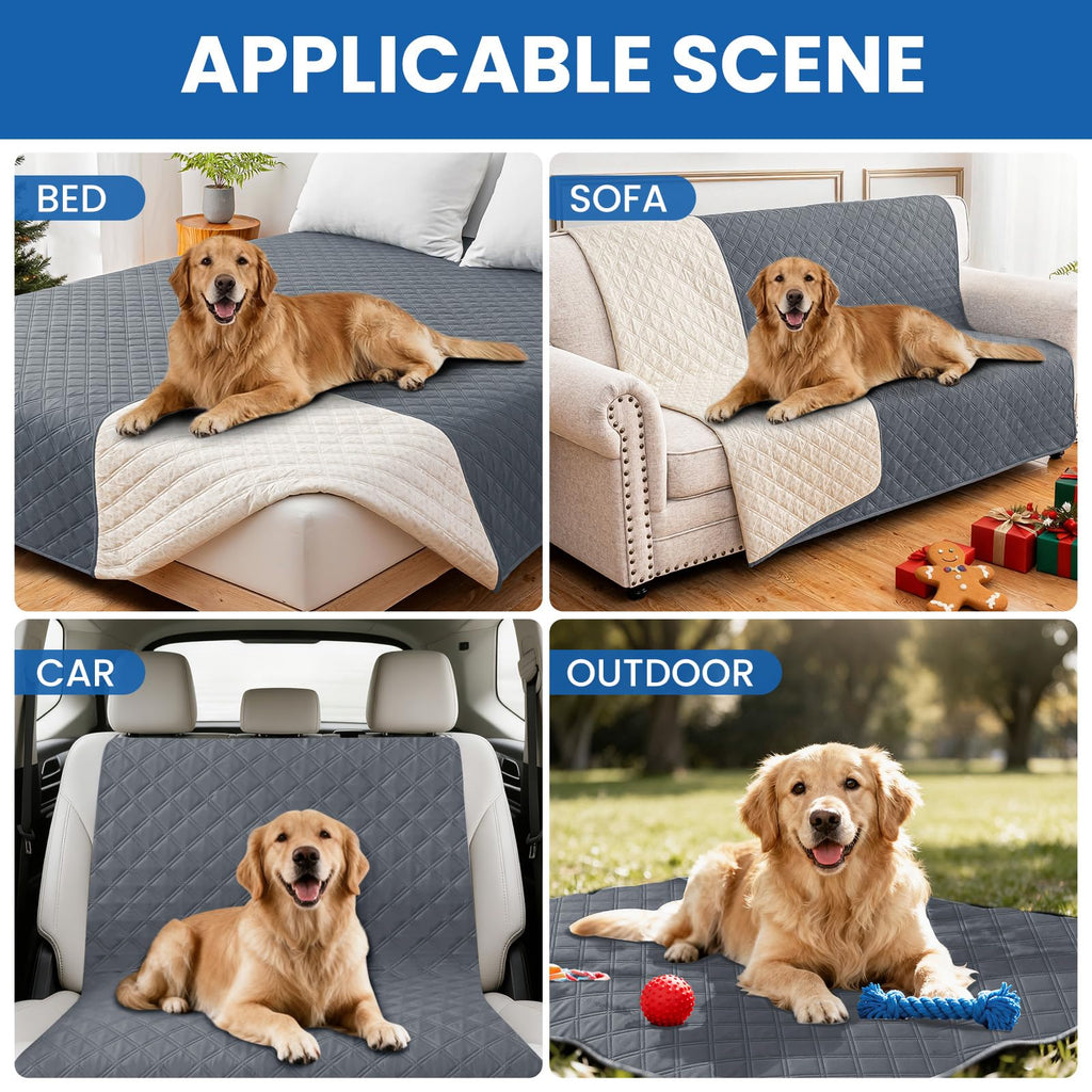 CYCMACO Waterproof Dog Bed Cover Pet Blanket, Soft Couch Cover for Dogs Washable, Non-Slip Dog Blanket Protect Furniture Couch Sofa Car for Puppy Large Dogs Cat (52x82 Inch, Dark Grey)