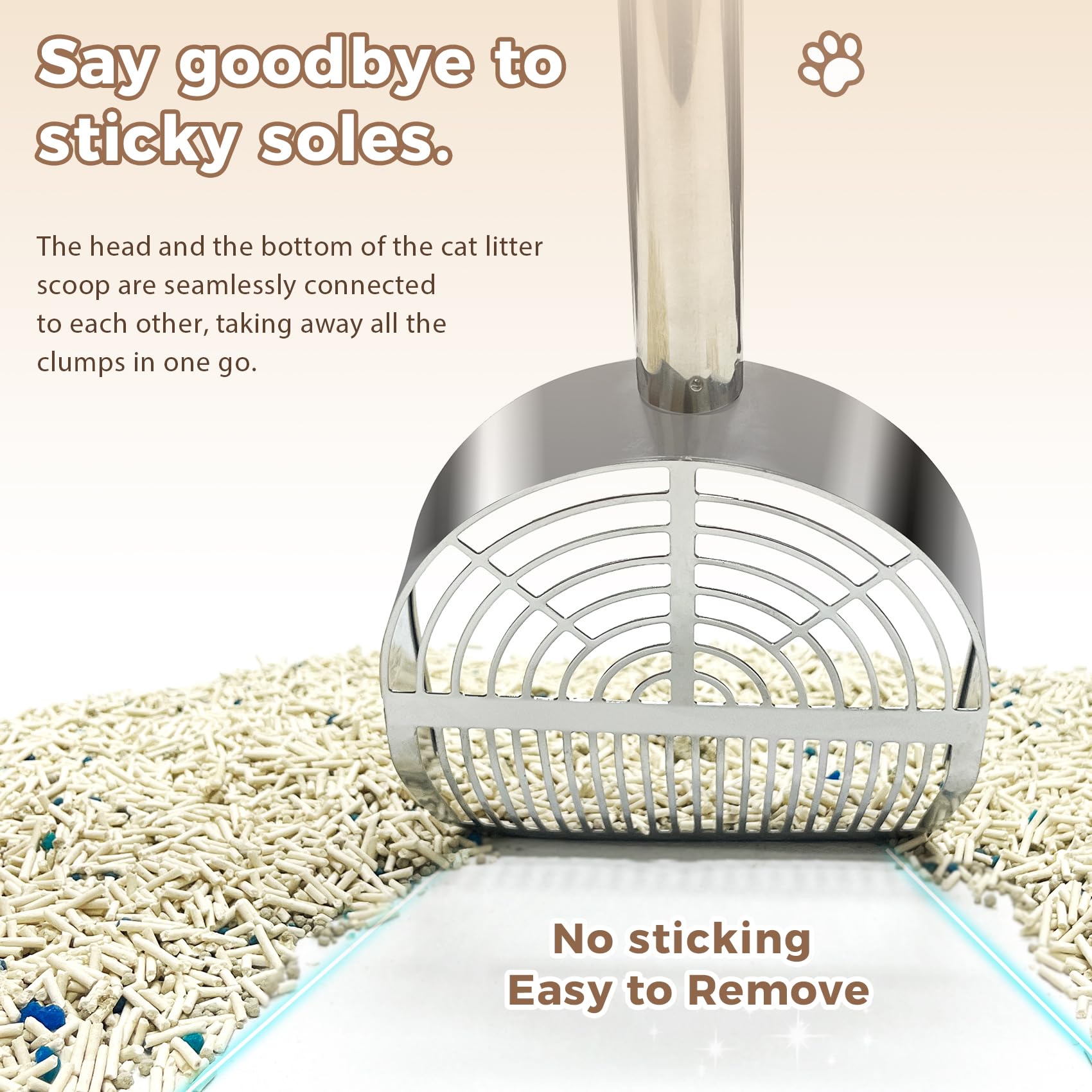 Cat Litter Scoop Deep Shovel, Detachable Long Handle Litter Scooper, Strip