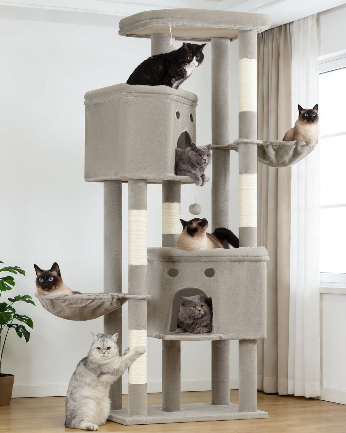 Cat Tree for Indoor Cats Large Adult, 84 in Extra Tall Heavy Duty Cat Tower