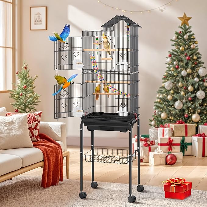 DWVO 62-inch Metal Bird Cage for Cockatiels, Parrots, Pigeons