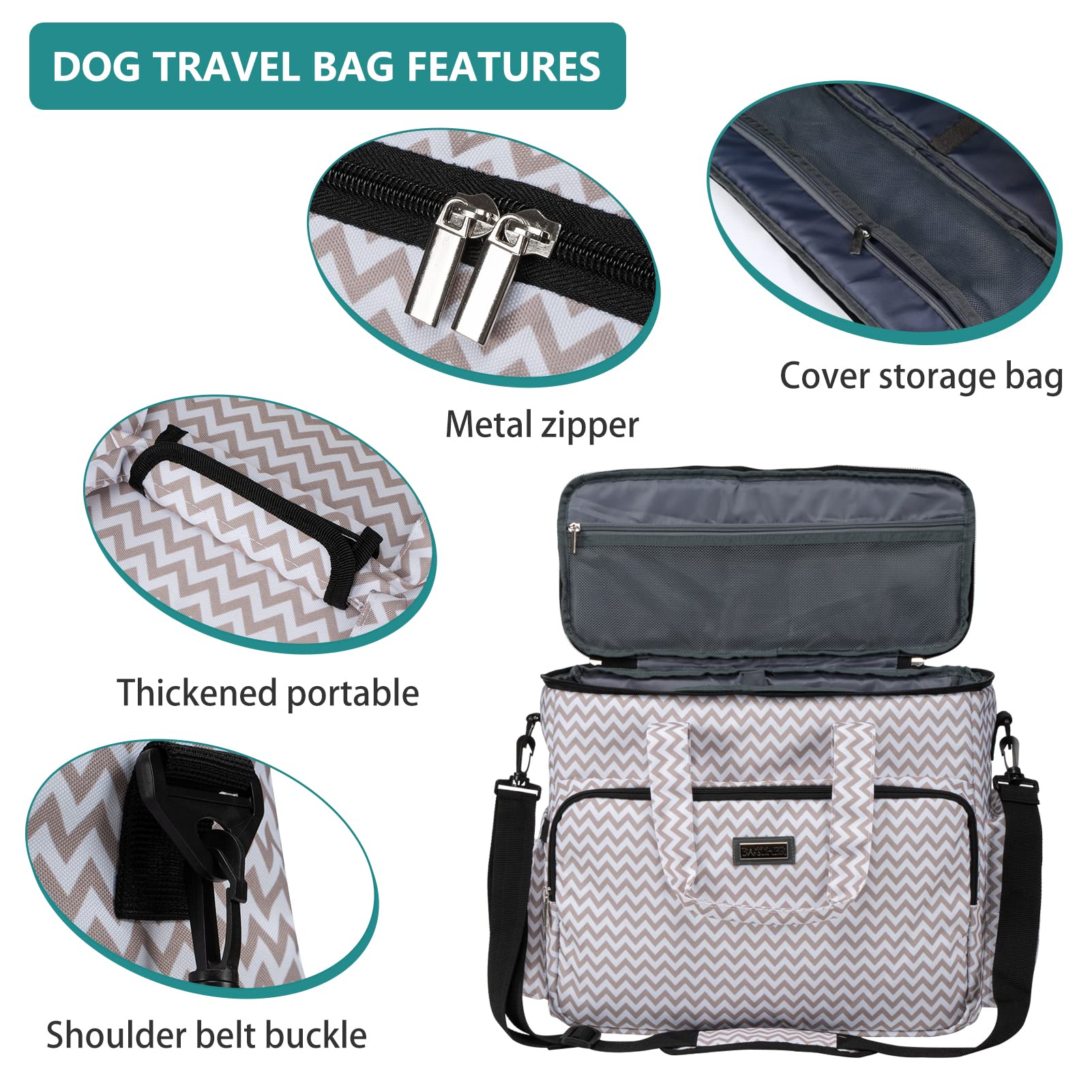 BAGLHER Dog Travel Bag, Pet Travel Bag (ALL Pet Travel Supplies), With 2 Pet Food Containers and 2 Collapsible Silicone Bowls; Essential Kits for Pet Travel BLW