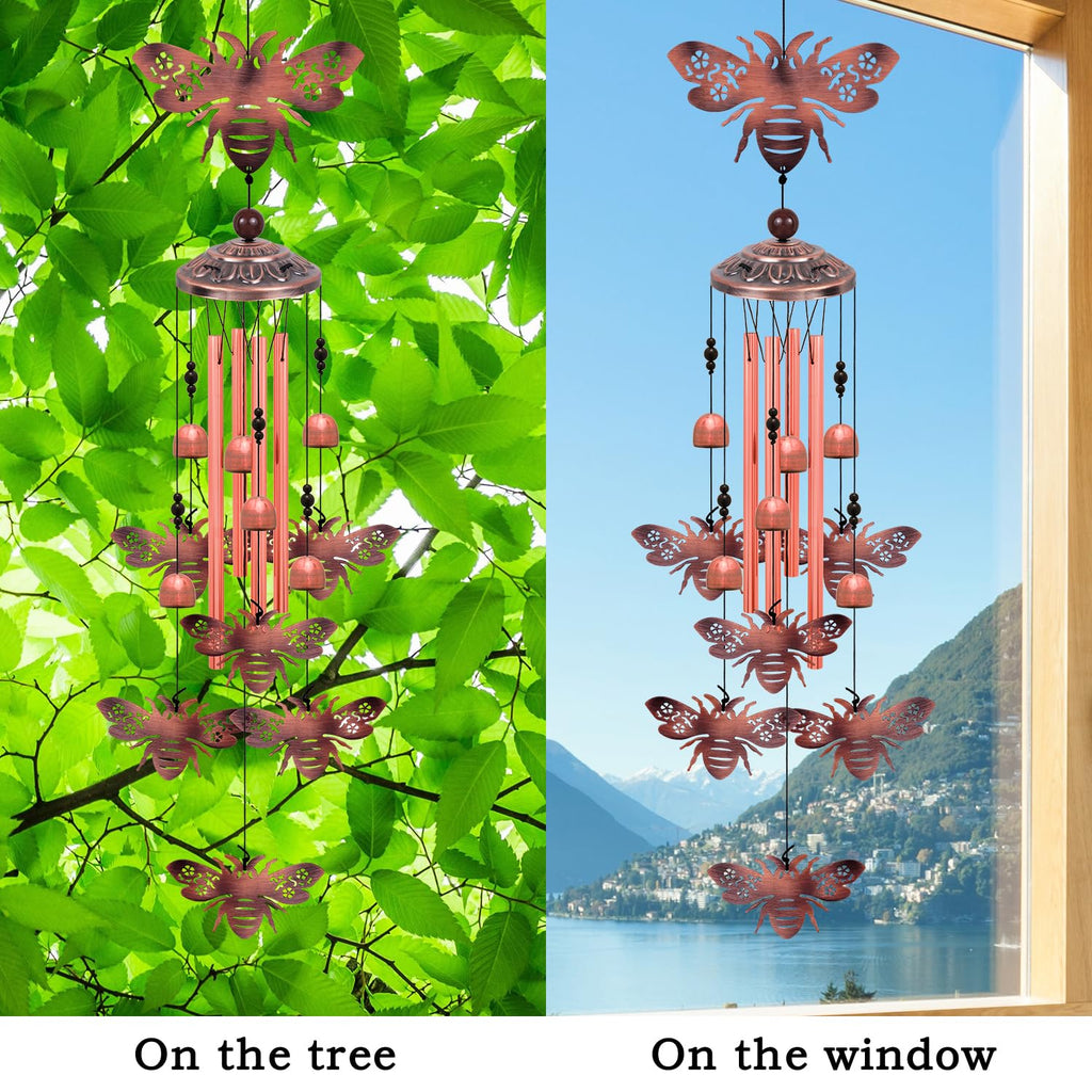 Outdoor Bees Wind Chimes, Gifts for Mom & Grandma & Family, Music Wind Catcher, Mobile Bee Ornaments, Memorial Windchime, Blessing Wind Bells for Indoor,Home,Balcony,Lawn,Tree,Yard, Garden Decoration