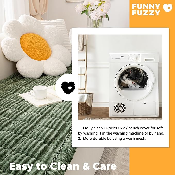 FUNNY FUZZY Pet Couch Covers for Sofa, Washable Dog Couch Cover Protector for Dogs, Flannel Couch Covers for Dogs Pet Friendly Pets Mat Bed (Dark Green, 19.7"x19.7")