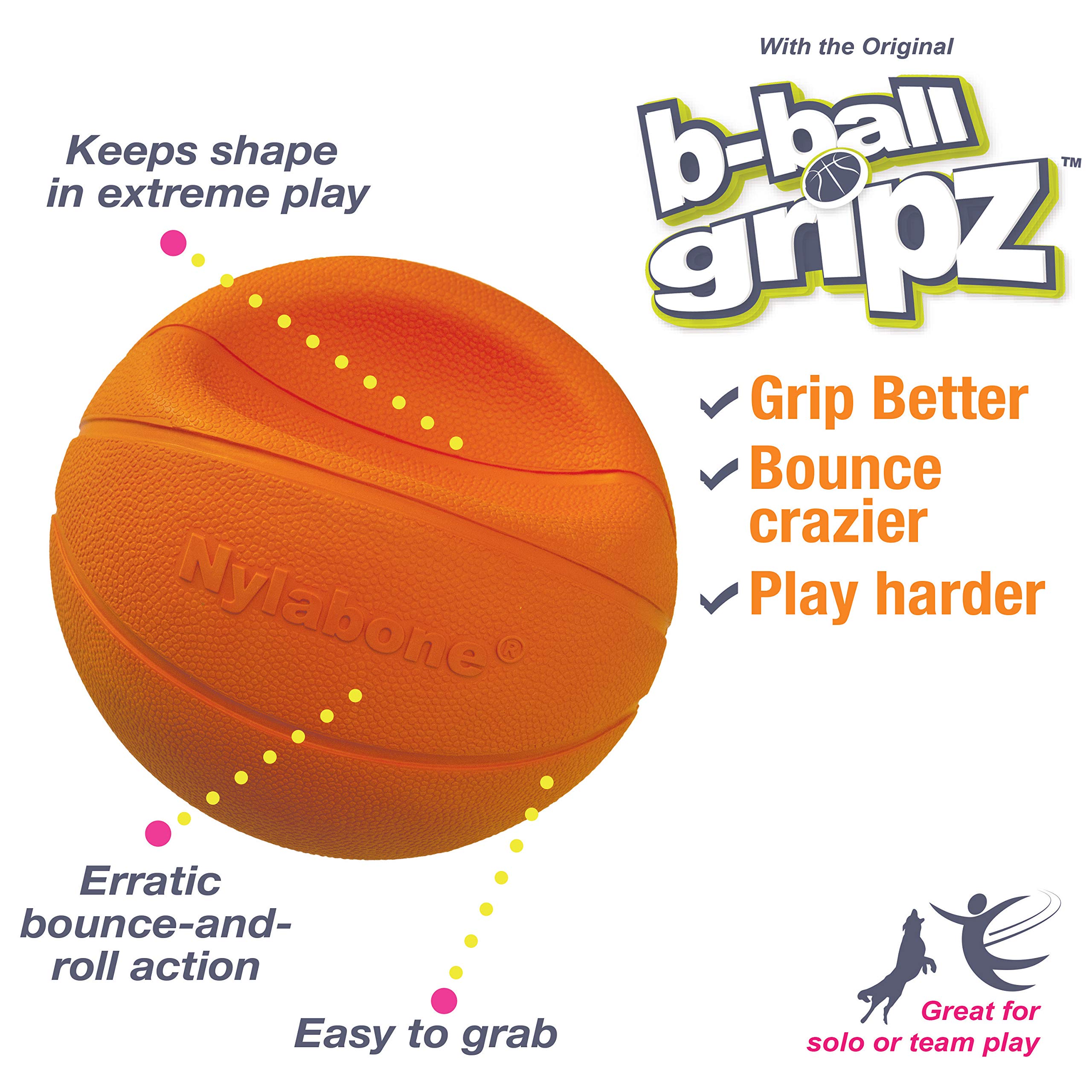 Nylabone Power Play Basketball Gripz Dog Play Toy, Medium
