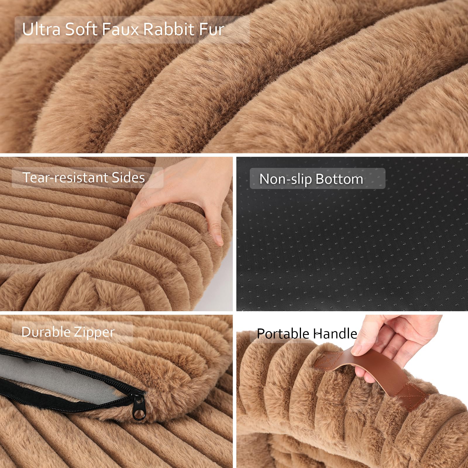 KISIMUY Orthopedic Dog Bed, Washable Soft Furry Pet Bed & Anti-Slip Bottom