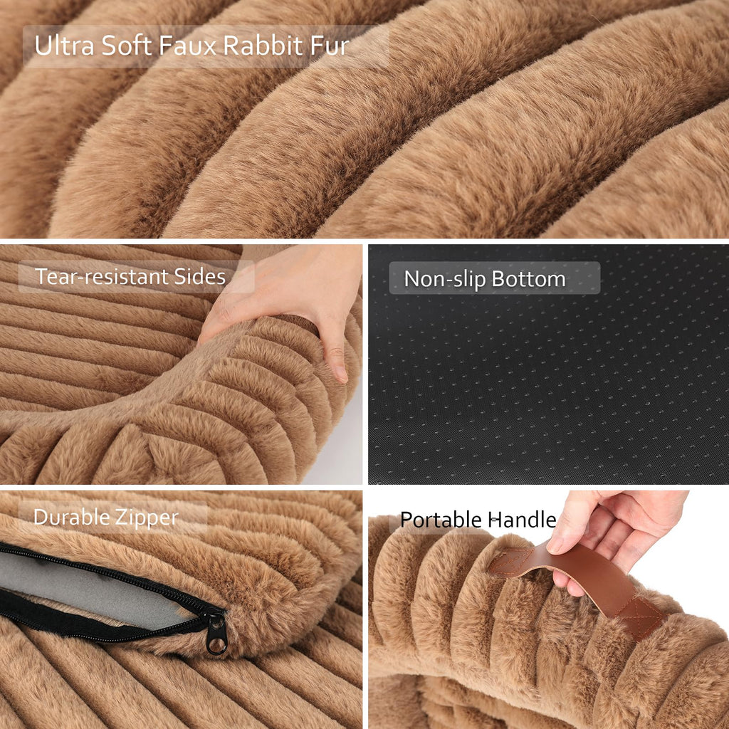 KISIMUY Orthopedic Dog Bed, Washable Soft Furry Pet Bed & Anti-Slip Bottom