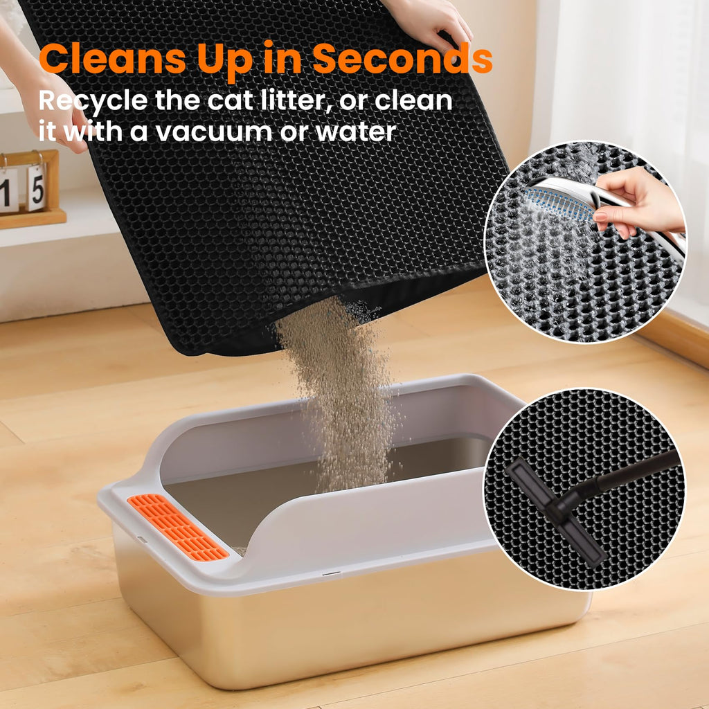 Petinstinct Cat Litter Mat, Double Layer Honeycomb Litter Box Mat