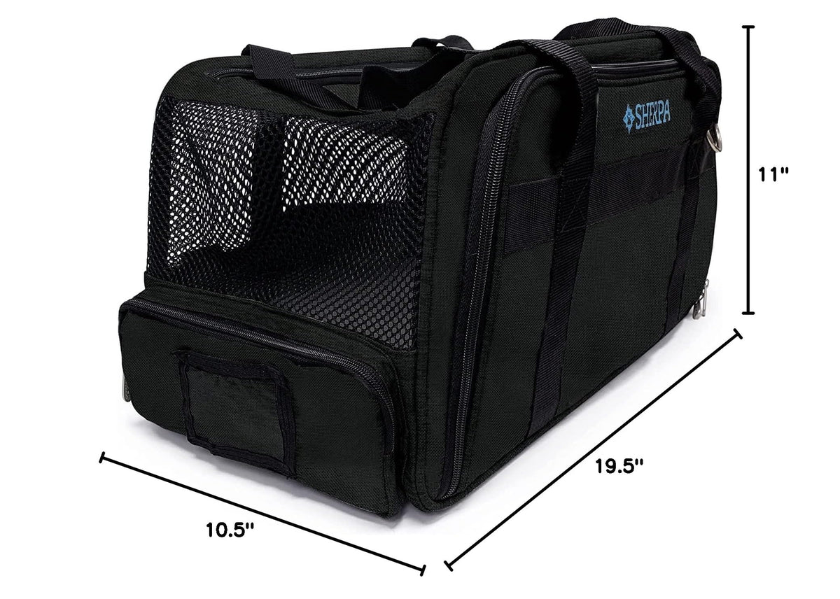 Sherpa Expandable Travel Pet Carrier, Airline Approved & Guaranteed On Board - Black, Medium