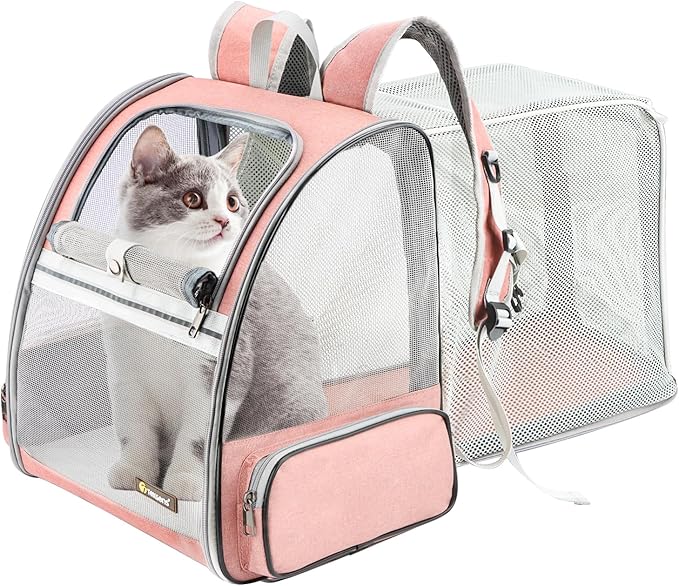 Texsens Innovative Traveler Bubble Backpack Pet Carriers for Cats and Dogs (Expandable-Black)
