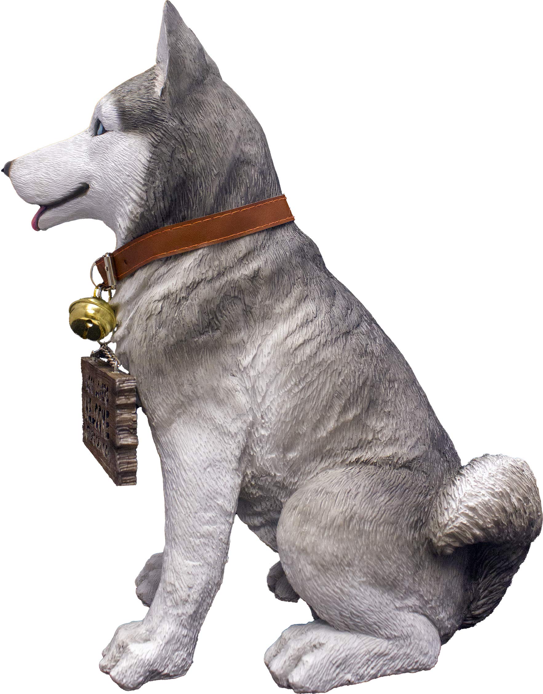 DWK Front Porch Dog Outdoor Welcome Sign Decorative Statue | Cute Dog Welcome Sign for Front Porch Standing | Decorative Garden Statues - Husky