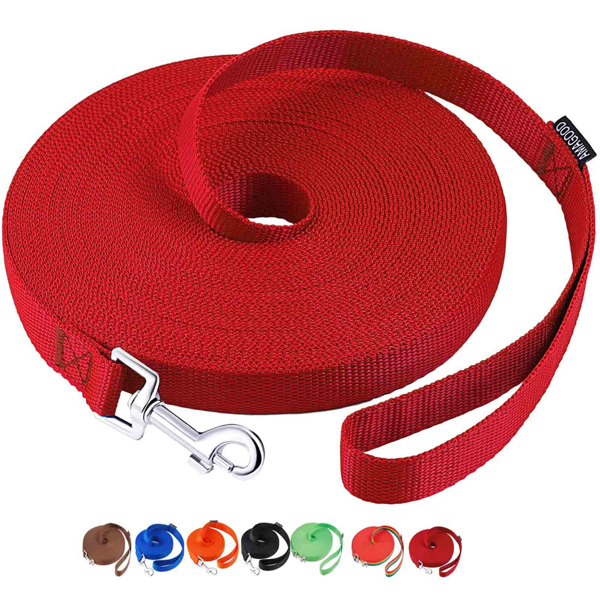 AmaGood Dog Leashes for Small Medium Large Dogs,15 ft 20 ft 30 ft 50 ft Long Dog Leashes for Dog Training,Tie Out,Play,Safety,Camping (20 feet, Black)