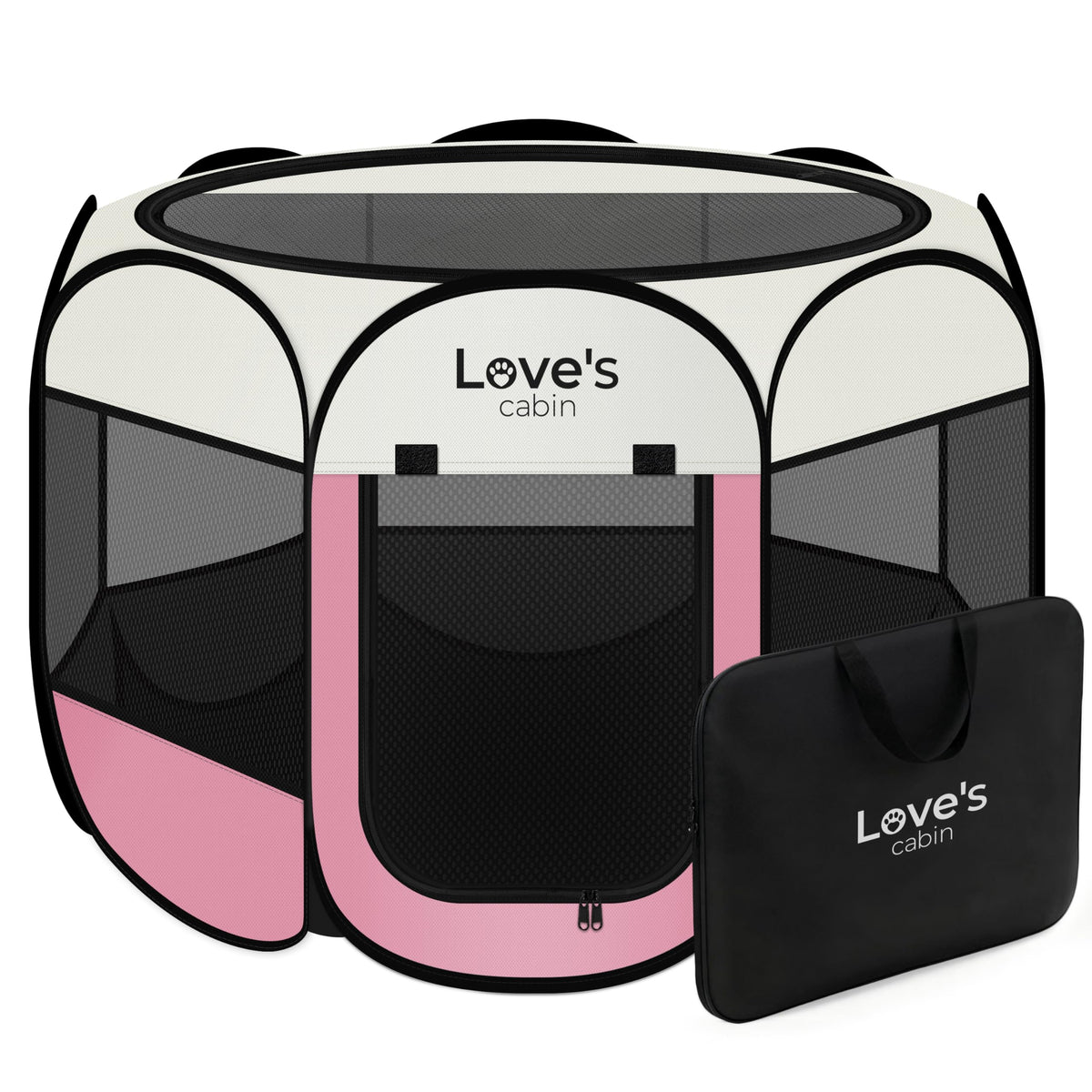 Love's cabin Pet Puppy Dog Playpen, Medium Dog Tent Crates Cage Indoor/Outdoor, Portable Playpen for Cat, Foldable Pop Up Dog Kennel Playpen with Carring Case, Removable Zipper Top, Grey