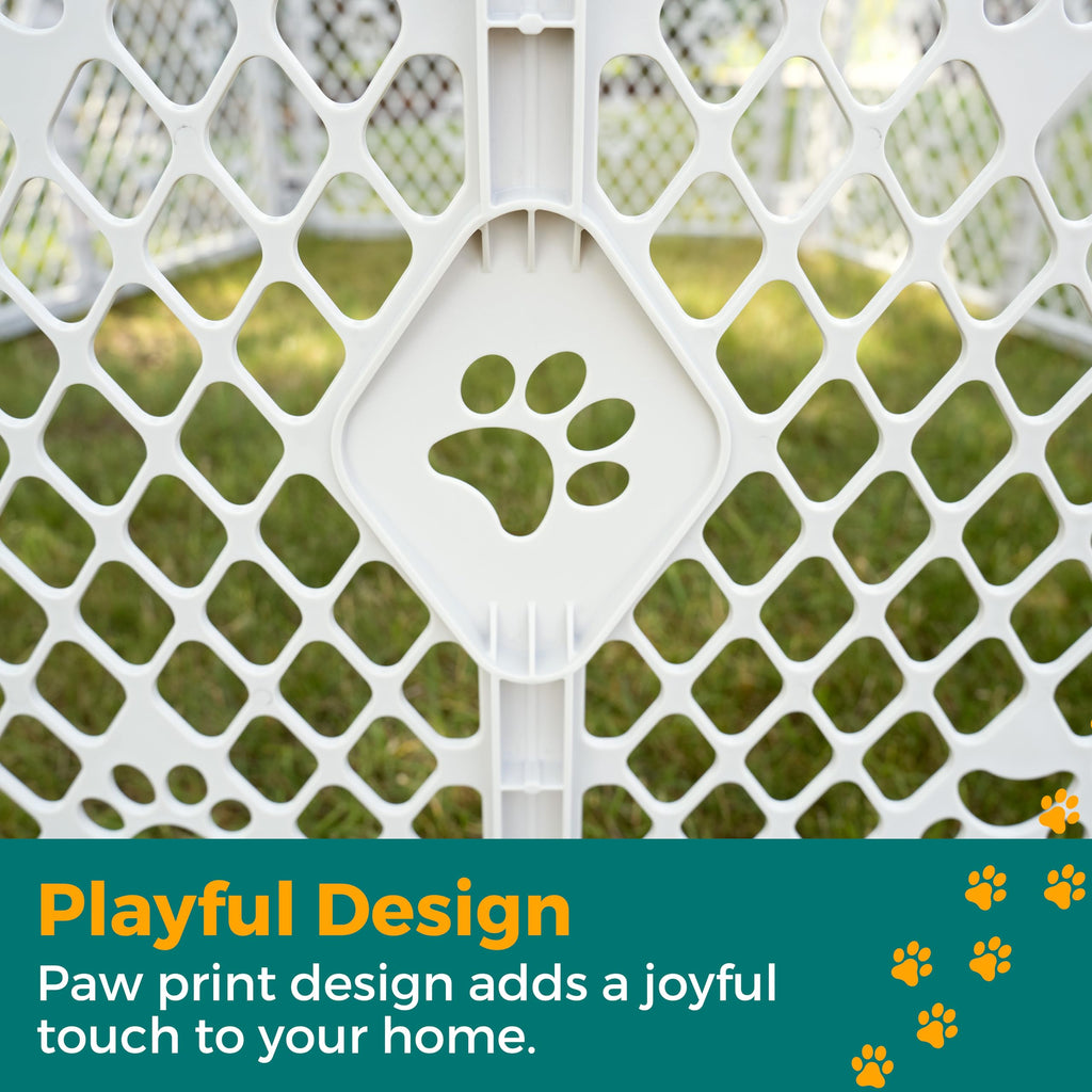 MyPet 8-Panel Paws Petyard, Gray Dog Playpen, Durable & UV-Resistant Puppy Playpen, Indoor/Outdoor Portable Dog Pen, Adjustable for Your Pet's Comfort, Friendly Design for Happy Pets