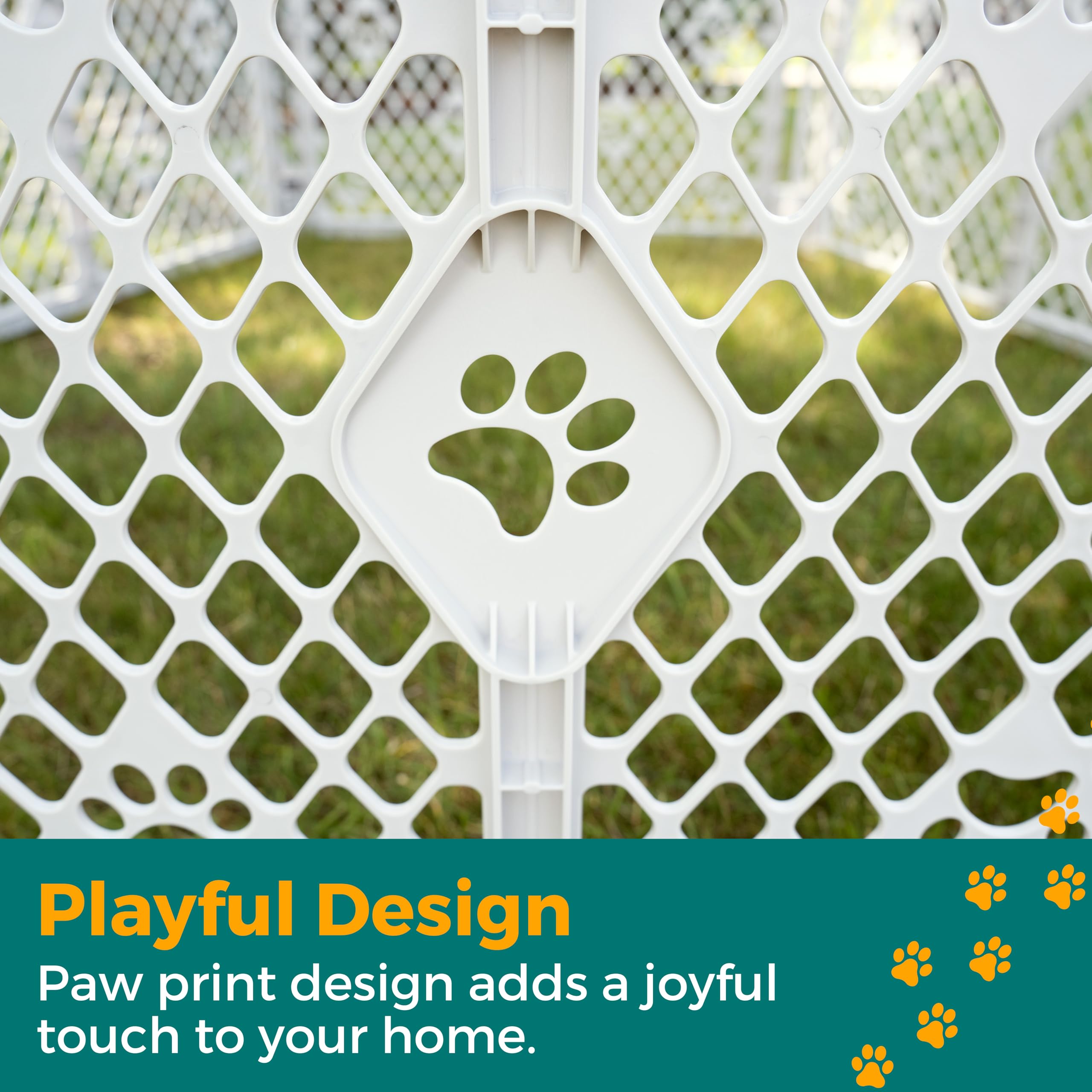MyPet 8-Panel Paws Petyard, Gray Dog Playpen, Durable & UV-Resistant Puppy Playpen, Indoor/Outdoor Portable Dog Pen, Adjustable for Your Pet's Comfort, Friendly Design for Happy Pets