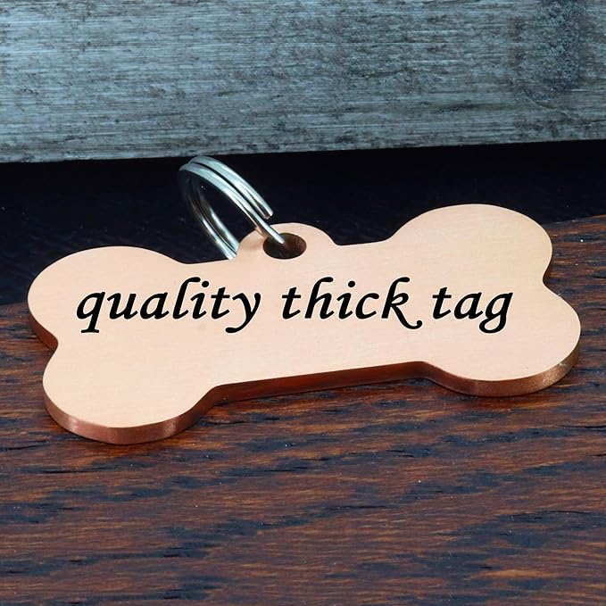 Ultra Joys Stainless Steel Pet ID Tag Dog Name Tags Personalized Front and Back Engraving, Customized Dog Tags and Cat Tag, Optional Engraved on Both Sides, Bone Tag Floral Design, Rose Large