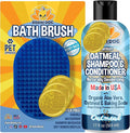 Bodhi Dog Grooming Bundle - Oatmeal Shampoo & Conditioner with Bath Brush for Shower, Showerhead, Sprayer & Bathing - Gentle Care for Long, Short & Curly Hair