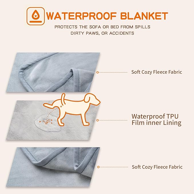 CAPT.SNOOZE Waterproof Pet Blanket for Small Dogs and Cats