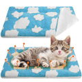 VitalCozy 2 Pack Self Warming Cat Mat Self Heating Pad Bed Reversible Machine Washable Reflects Body Heat Warm Thermal Pet Pad Crate Blanket for Feral and Indoor Cat (Blue, White,21" X 14",Clouds)