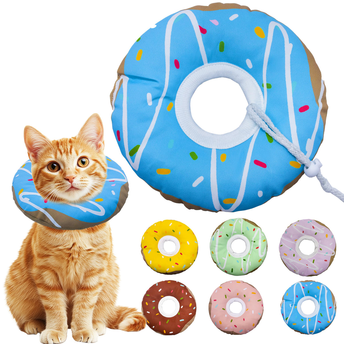 Seyezo Cat Cone Collar Soft, Adjustable Cat Recovery Cone, Orange, Small