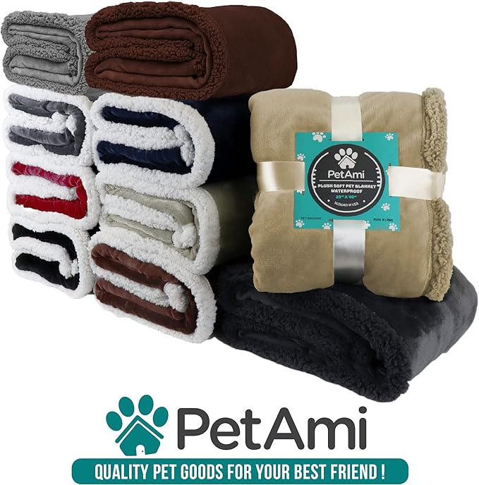 PetAmi Dog Blanket for Bed, XL Pet Blanket Large Dogs, Fleece Furniture Couch Cover Protector Sofa Car Crate Kennel, Soft Sherpa Cat Throw Plush Reversible Washable, Twin 60x80 Solid Brown
