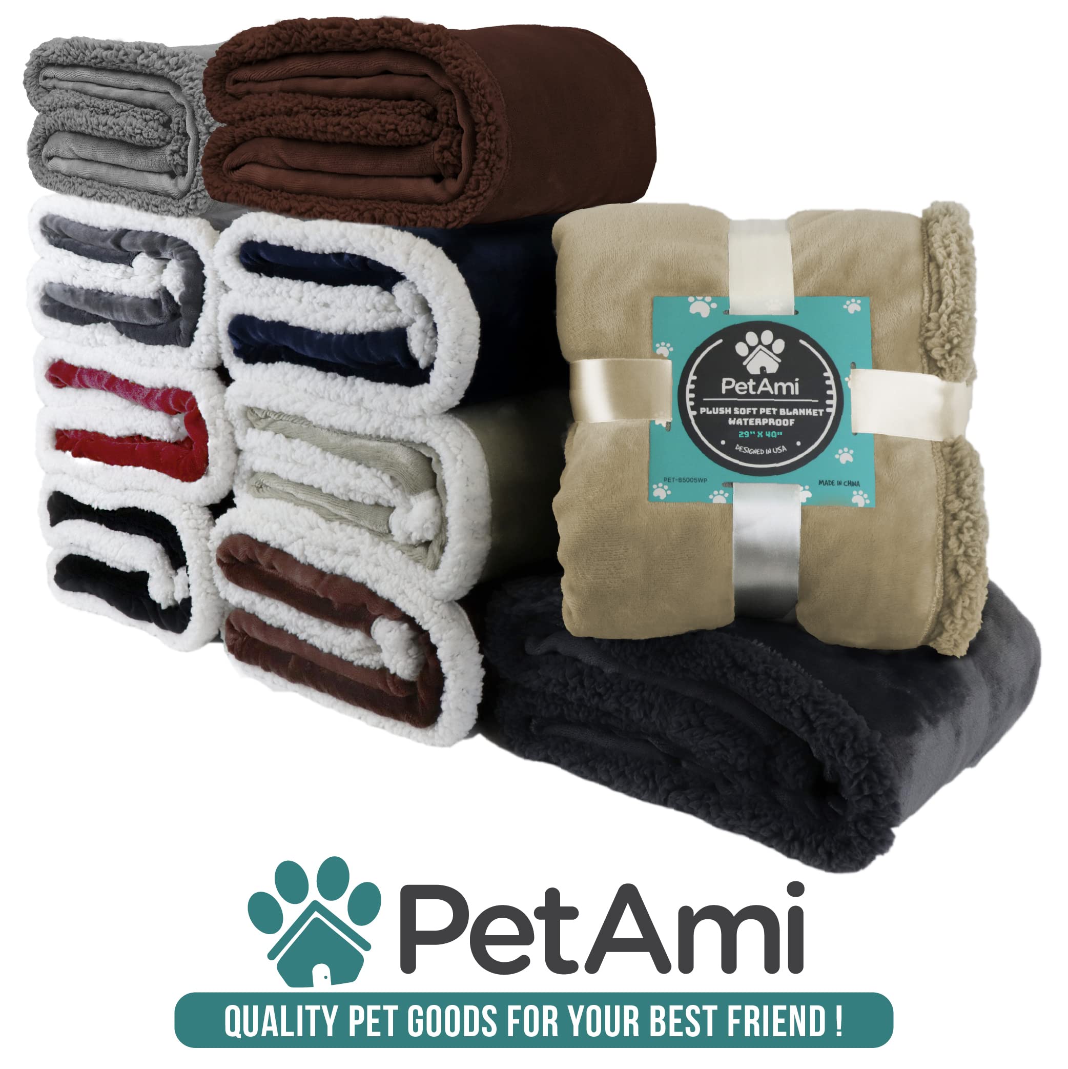 PetAmi Dog Blanket for Medium Small Pet Cat Puppy Kitten, 60x40 Solid Brown