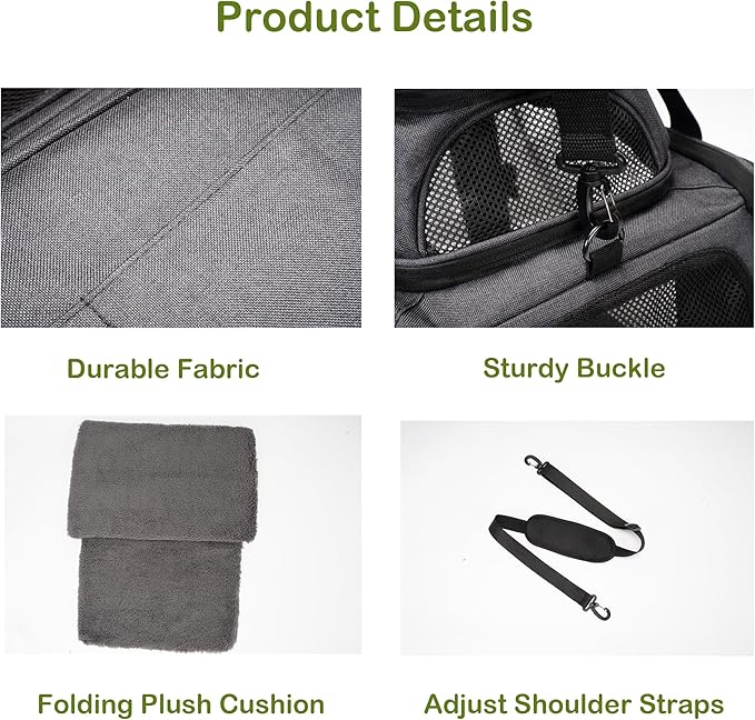 MOYLLOG Expandable Pet Carrier Bag - Airline-Approved, Breathable Mesh, Secure Zippers, Padded Handle & Multi-Pockets (Light Grey)