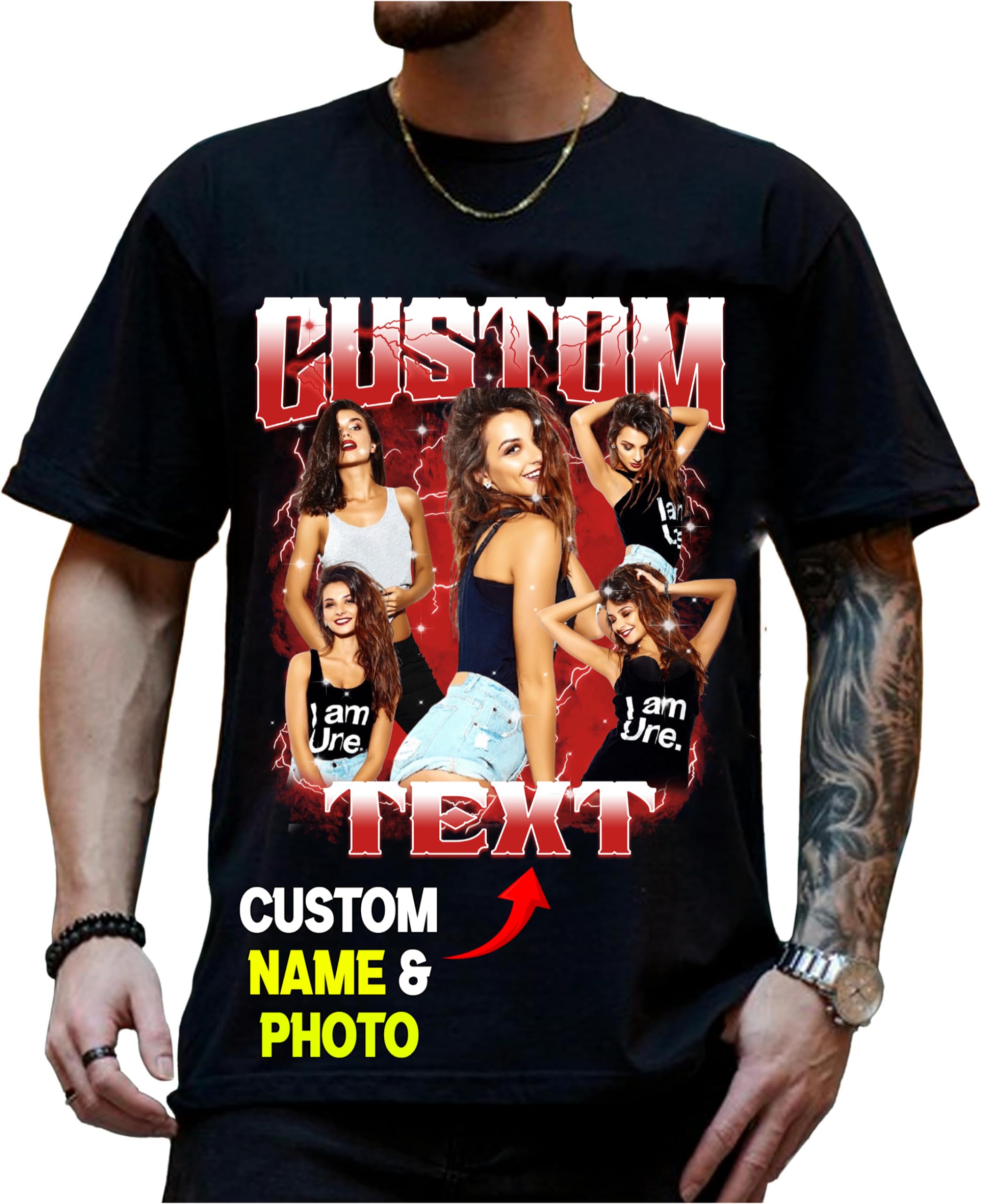 NAZENTI Custom Valentine Shirt Gifts Boyfriend, Customized Bootleg Rap Tee, Girlfriend Shirt for Boyfriend, Customized Gifts, Custom Photo Vintage Graphic T-Shirts, Boyfriend Birthday Gifts 03