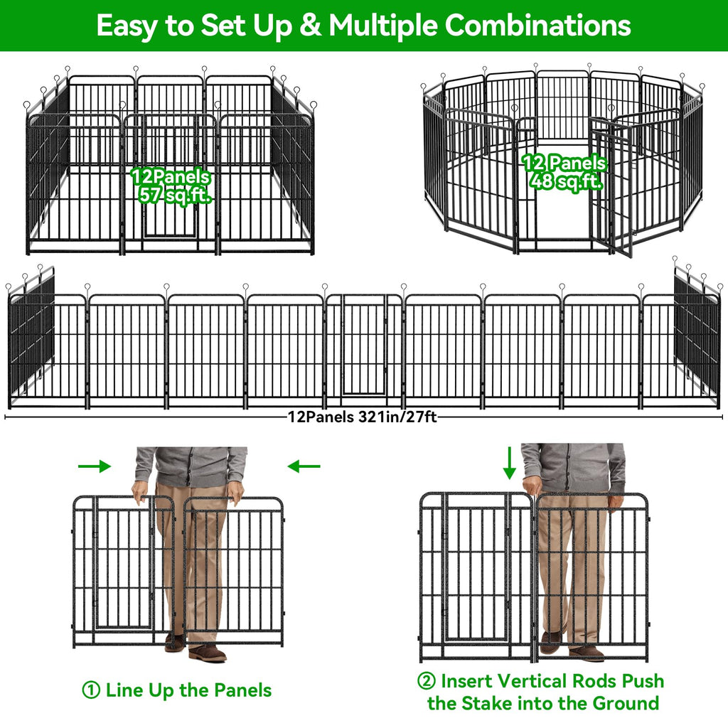 Kfvigoho Heavy Duty Dog Playpen 12 Steel Panels 40" Height
