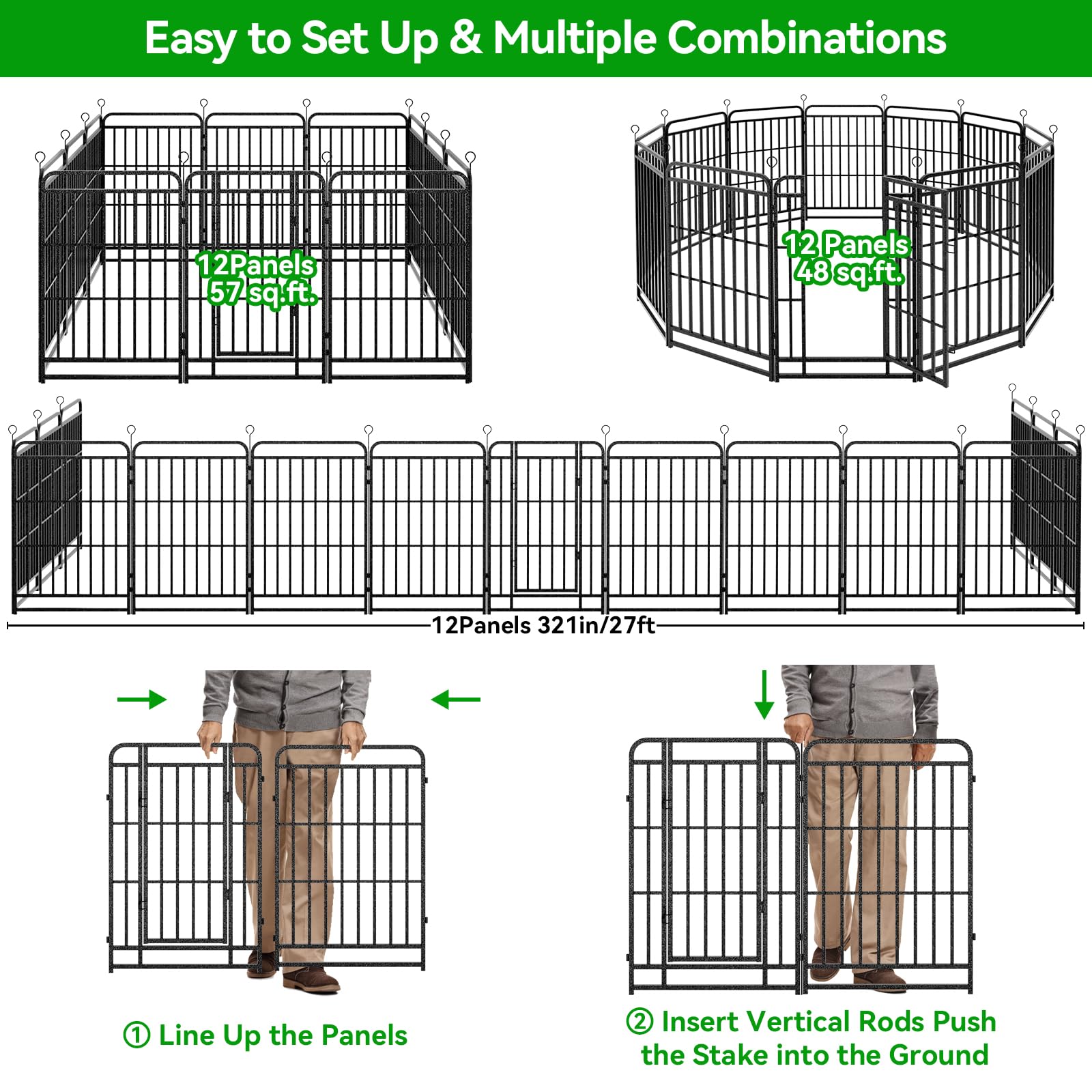 Kfvigoho Heavy Duty Dog Playpen 12 Steel Panels 40" Height