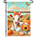 BlissYard Hello Fall Garden Flag 12x18Inch Calf Pumpkins Decor