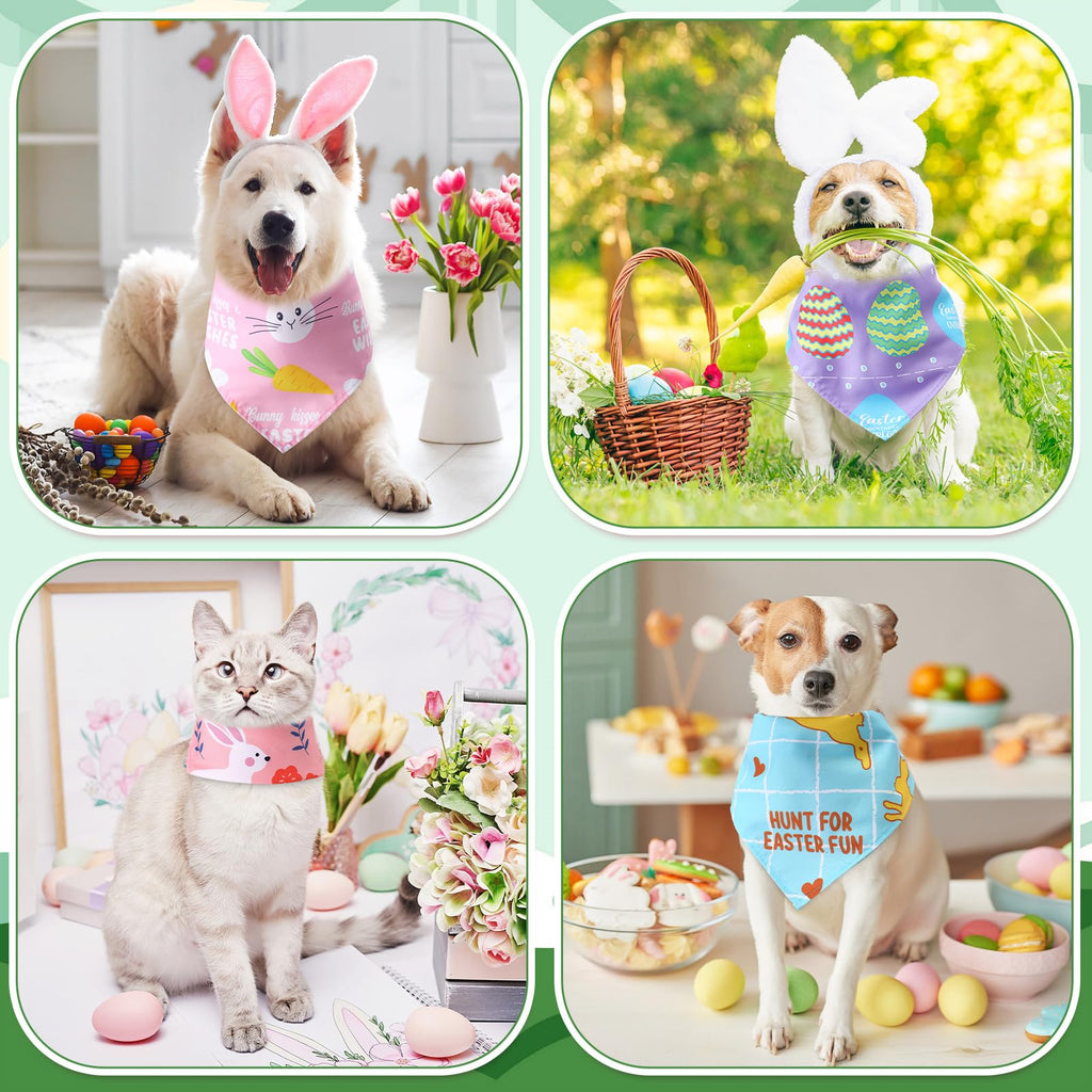 Chunful 50 Pcs Easter Bandanas for Dog Pet Bandanas Bulk Dog Triangle Scarf Bib Seasonal Pet Costume Adjustable Cat Outfit Washable Bids Kerchief for Small Medium Puppy