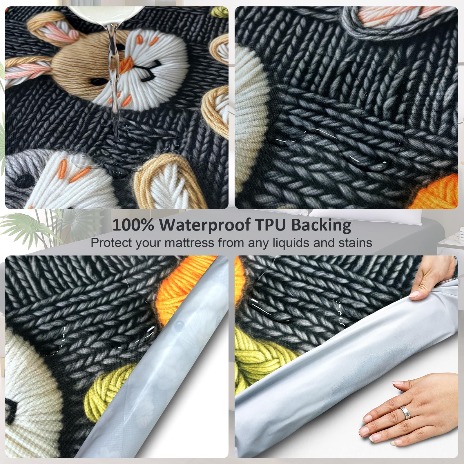 Twin Mattress Protector Waterproof, Fitted Sheet Style Breathable Mattress Cover with Deep Pocket Fits Up to 18'', Noiseless Bed Cover for Kids Adults Pets, Machine Washable (Gray-Carrot, Twin)