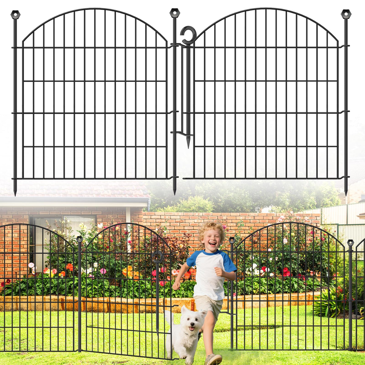Decorative Garden Fence, 32in (H) x 12ft(L) No Dig Fence with Gate