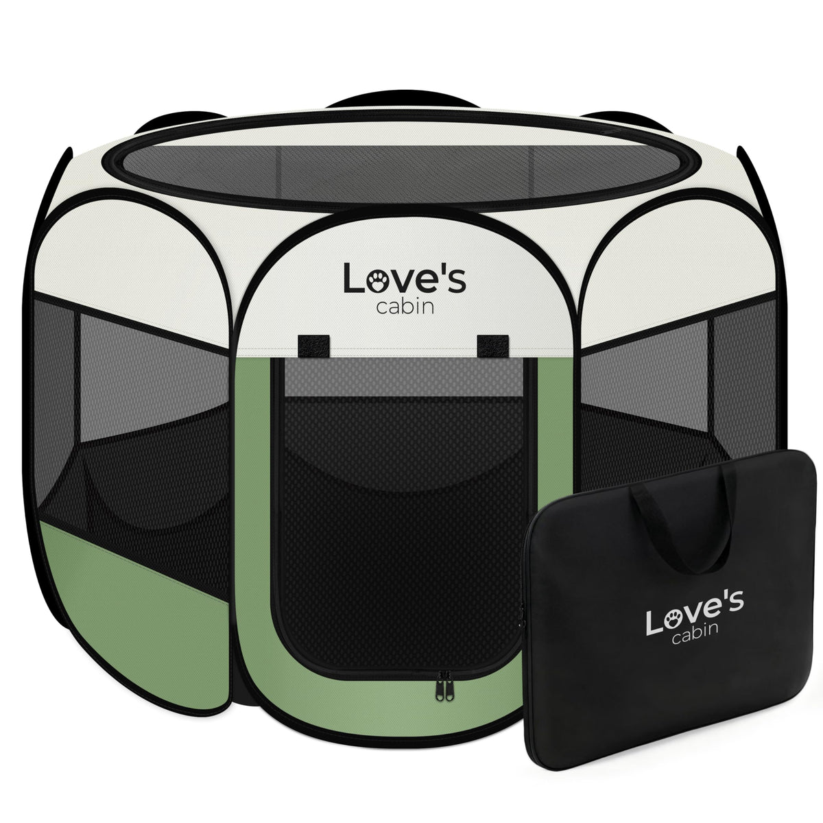 Love's cabin Pet Puppy Dog Playpen, Medium Dog Tent Crates Cage Indoor/Outdoor, Portable Playpen for Cat, Foldable Pop Up Dog Kennel Playpen with Carring Case, Removable Zipper Top, Grey