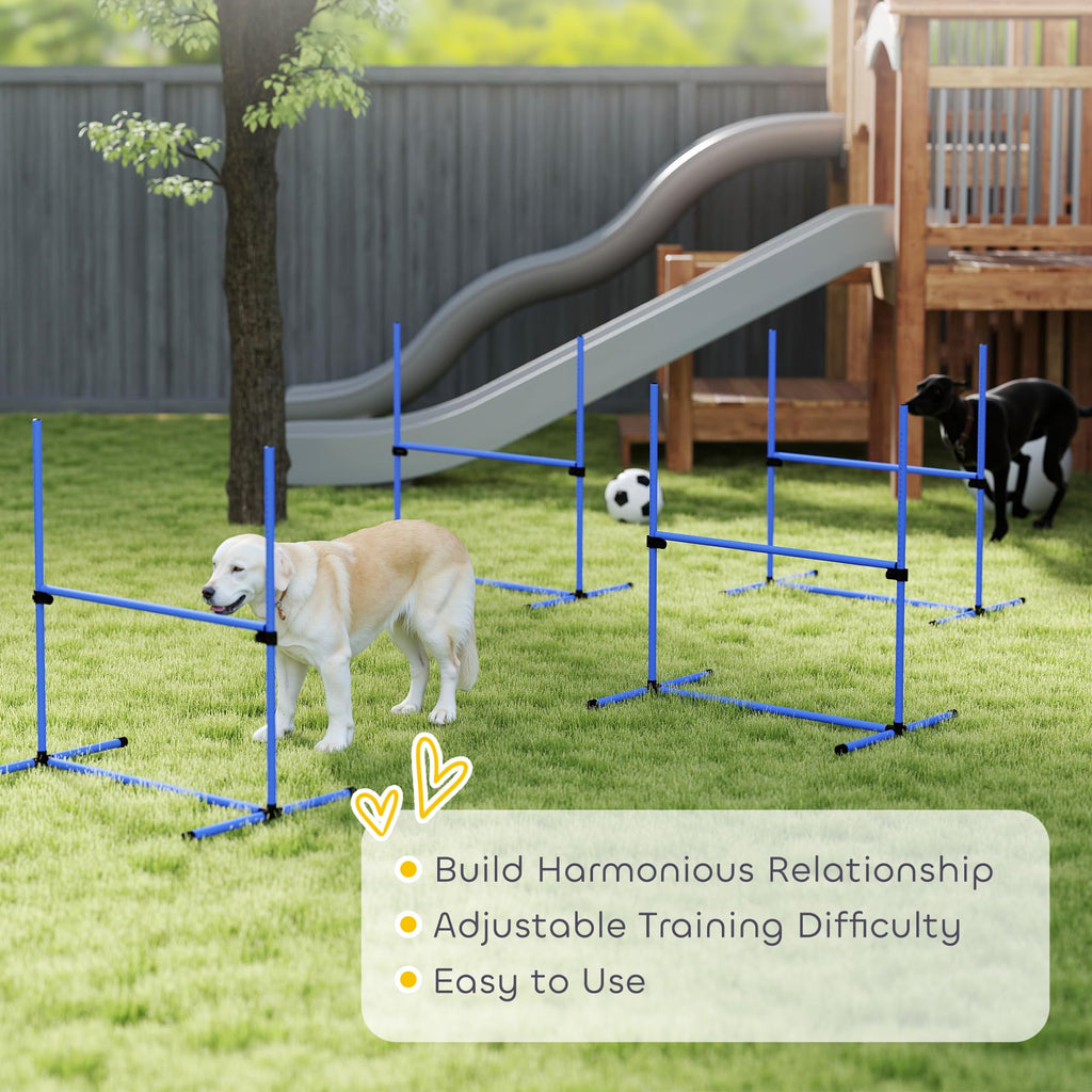 PawHut 4 Piece Dog Agility Training Equipment for Dog Agility Course Blue