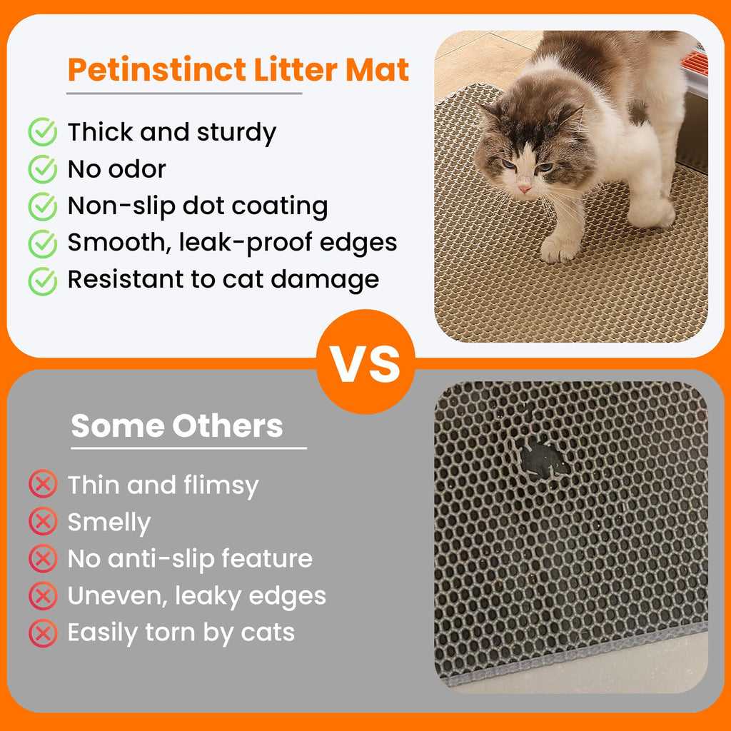Petinstinct Cat Litter Mat, Double Layer Honeycomb Litter Box Mat