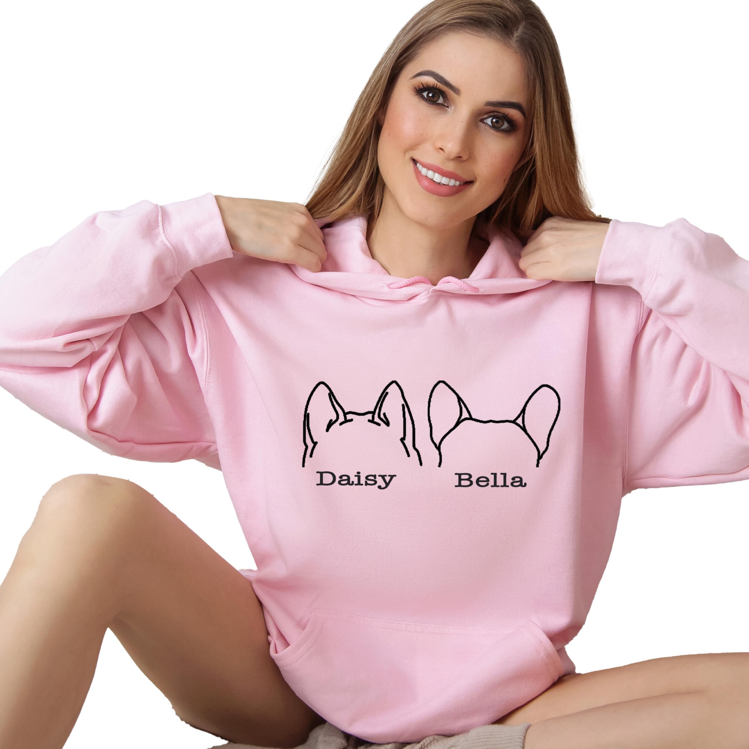Custom Dog Mom Tank Top with Personalized DogEars & Name, Cute Pet Design Dad Sweatshirt or Hoodie for Women, Unique Pet Lover Gift Shirt, DogOwner Graphic Tee (E)