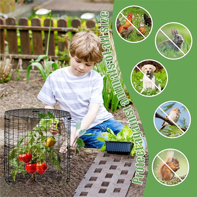 5 Packs Garden Plant Protectors from Animals,Metal Plant Cage,11.8"x 12.6"