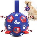 QDAN Dog Toys Soccer Ball with Straps, 8 Inch Dog Balls for Large Dogs