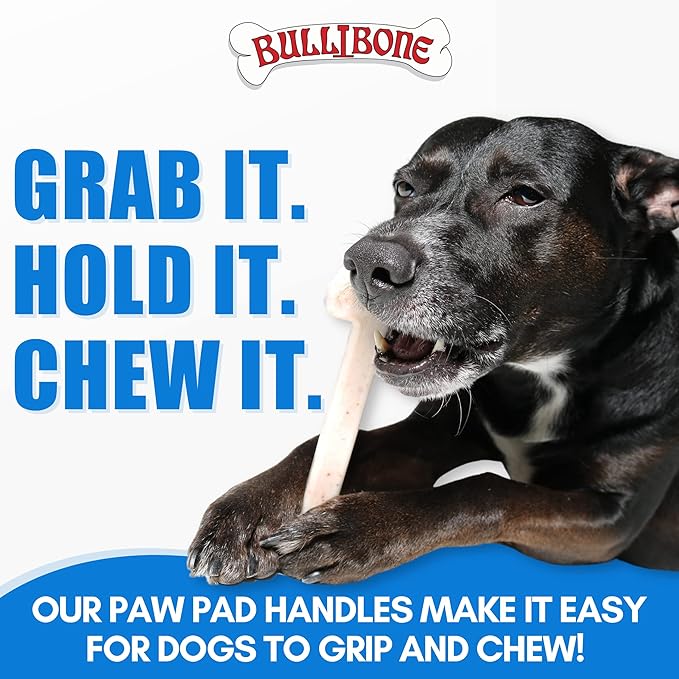 Bullibone Nylon Dog Chew Toy for Aggressive Chewers - Dental Hygiene Bone with Peanut Butter Flavor, Durable Tough Chew Toys for Large Dogs, Indestructible Dog Bone - 3 Pack