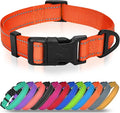Joytale Reflective Dog Collar, Adjustable Nylon Pet Collar with Quick-Release Buckle for Medium Dogs, Orange, M