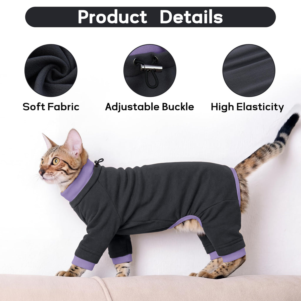 PUMYPOREITY Cat Anti-Licking Sweater – Reduce Over-Grooming & Fur Shedding, Daily Wear Shirt for Calm Cats, Soft & Breathable Skin Protection,Black,XS