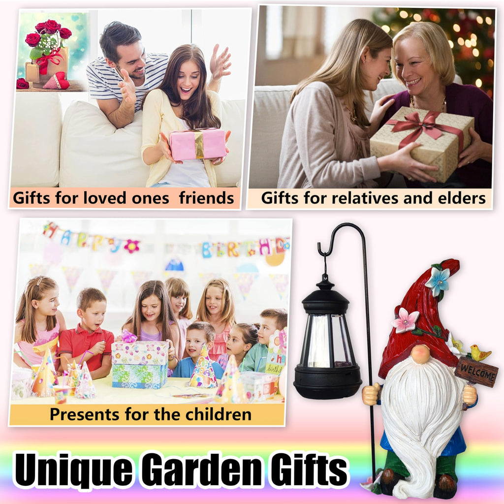 RCTTICUU Solar Garden Gnomes Statue with Succulent and LED Lights - Solar Lantern Gnomes Decorations for Yard Outdoor gnome Decorations for Garden, Patio Gnome Gifts for Mom
