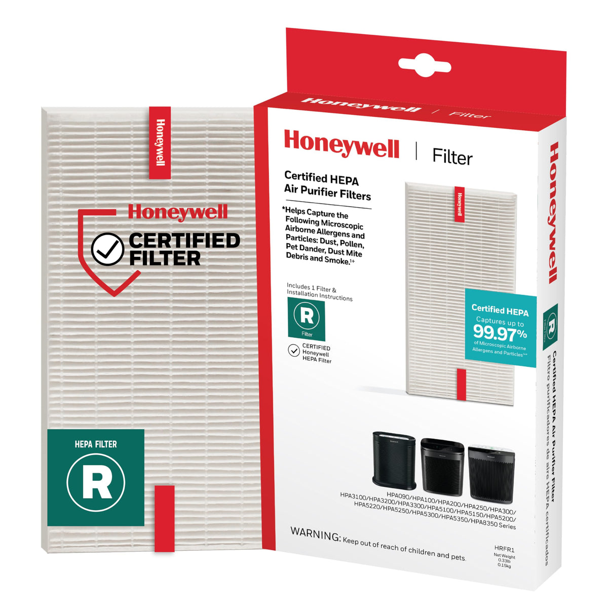Honeywell HEPA Air Purifier Filter R, 2-Pk for HPA 100/200/300 5000 Series
