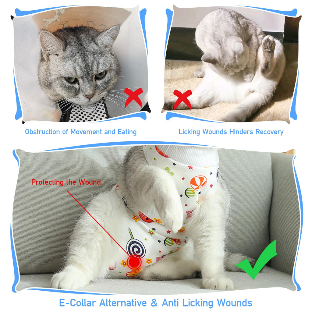 Cat Recovery Suit Female, Breathable Cat Onesie After Surgery Female for Abdominal Wounds or Skin Diseases, Surgery Recovery Suit Kitten Onesie After Spay Wear Anti Licking